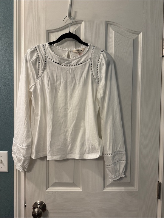 Boden Tops - Boden White Eyelet-Trim Long Sleeve Blouse- 100% cotton